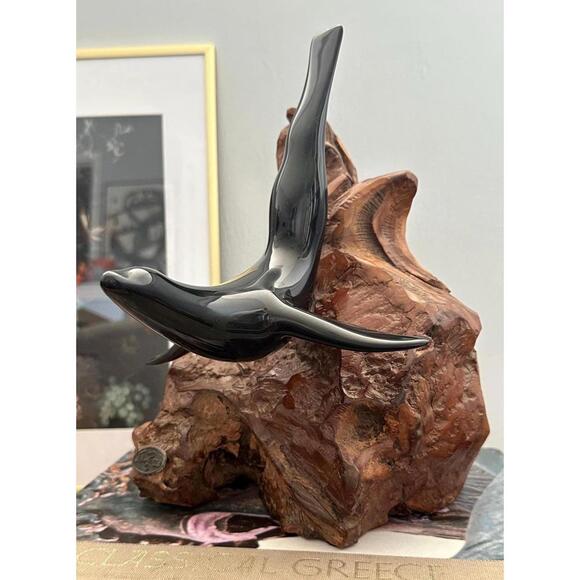 Other - Large John Perry Studio Black Seal Burl Wood Art Sculpture Ocean